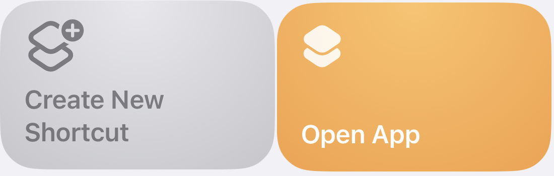 Create New Shortcut and Open App options in Shortcuts.